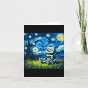 Starry Night Robot Funny Painting Art Meme Kids Me Card