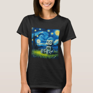 Starry Night Robot Funny Painting Art Meme Kids Me T-Shirt