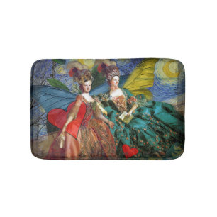 Starry Night Rococo Maidens Butterfly Wings Art Bath Mat