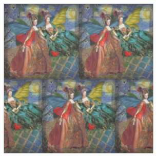 Starry Night Rococo Maidens Butterfly Wings Art Fabric