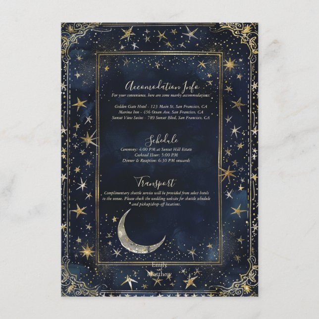 Starry Night Romance Wedding Enclosure Card (Front)