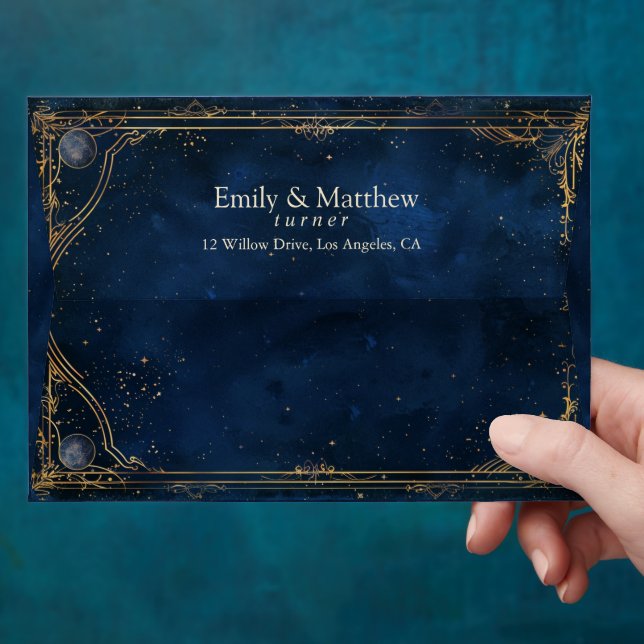 Starry Night Romance Wedding  Envelope (Hand)