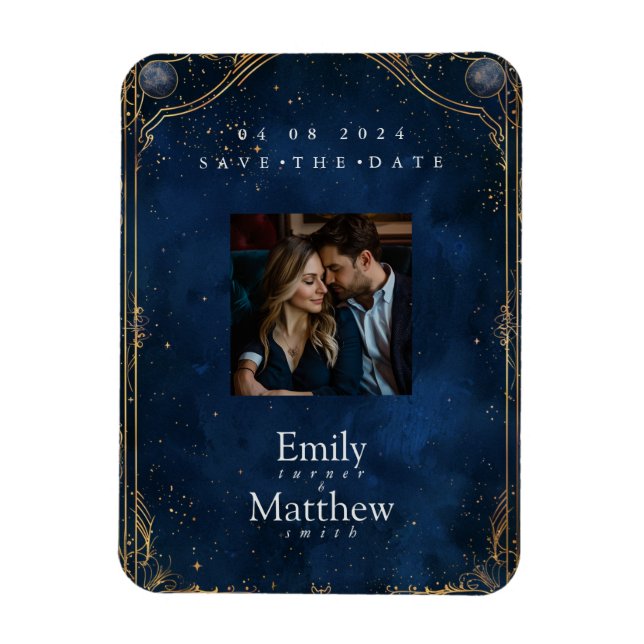 Starry Night Romance Wedding Save The Date Magnet (Vertical)
