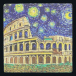 Starry Night Rome Italy Stone Coaster<br><div class="desc">The Colosseum in Rome Italy is an icon and one of the most recognisable structures in the world. This beautiful design is the colosseum in the style of Vincent Van Gogh's starry night.</div>