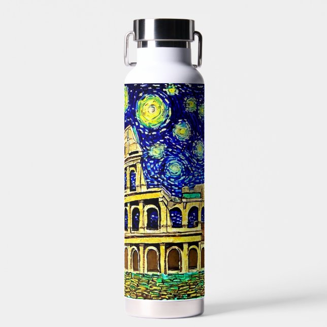 Starry Night Rome Italy Water Bottle (Front)