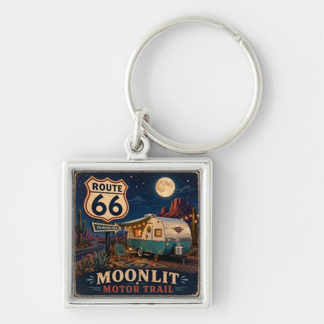 Starry Night Route 66 Travel Essential Fob Key Ring (Front)