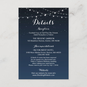 Starry Night Rustic Wedding Details Card