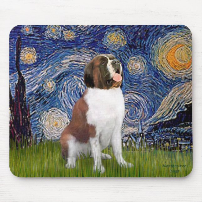 Starry Night- Saint Bernard Mouse Mat (Front)