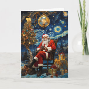 Starry Night Santa Card   Van Gogh Christmas Card