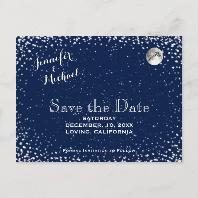 Starry Night Save the Date Announcement Postcard (Front)