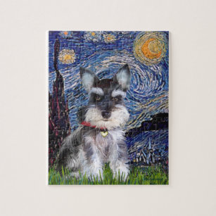 Starry Night - Schnauzer Puppy #10 Jigsaw Puzzle