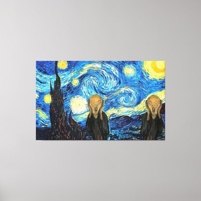 Starry Night Screaming Twins Canvas Print (Front)