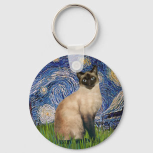 Starry Night - Seal Point Siamese cat Key Ring