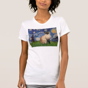 Starry Night - Seal Point Siamese cat T-Shirt