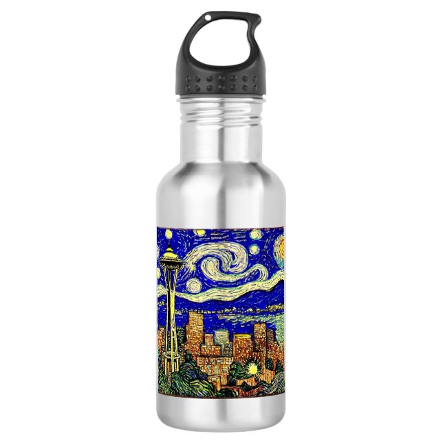 Starry Night Seattle Washington 532 Ml Water Bottle (Front)