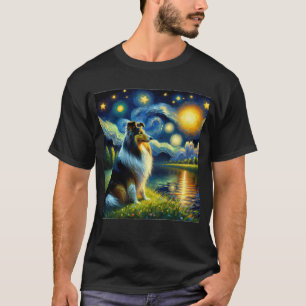 Starry Night Sheltie Dog Van Gogh Lover T-Shirt