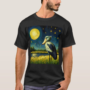Starry Night Shoebill Bird Van Gogh Bird Lover T-Shirt
