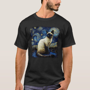 Starry Night Siamese Cat Cute Cat Lover Men Women  T-Shirt