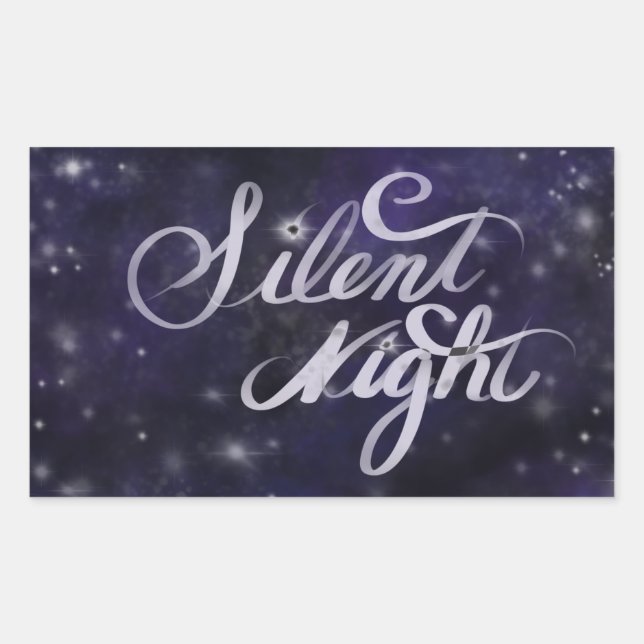 Starry night, Silent Night, snow scene  Rectangular Sticker (Front)