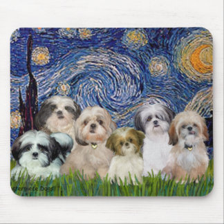 Starry Night - Six Shih Tzus Mouse Mat