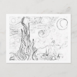 Starry Night Sketch Postcard