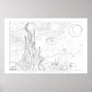 Starry Night Sketch-Poster by jlp Poster