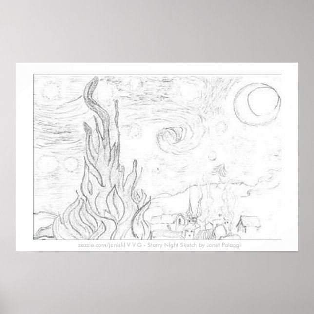 Starry Night Sketch-Poster by jlp Poster (Front)