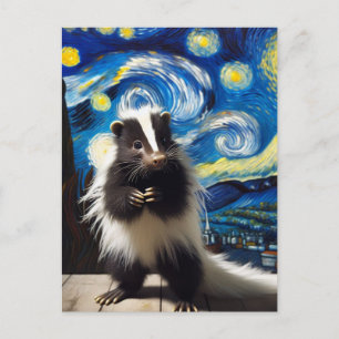 Starry Night Skunk Postcard