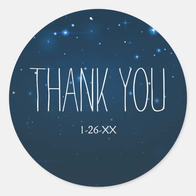 Starry Night Sky Blue Wedding Party Favour Sticker (Front)