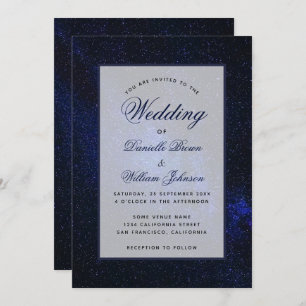 Starry Night Sky Celestial Elegant Script Wedding  Invitation