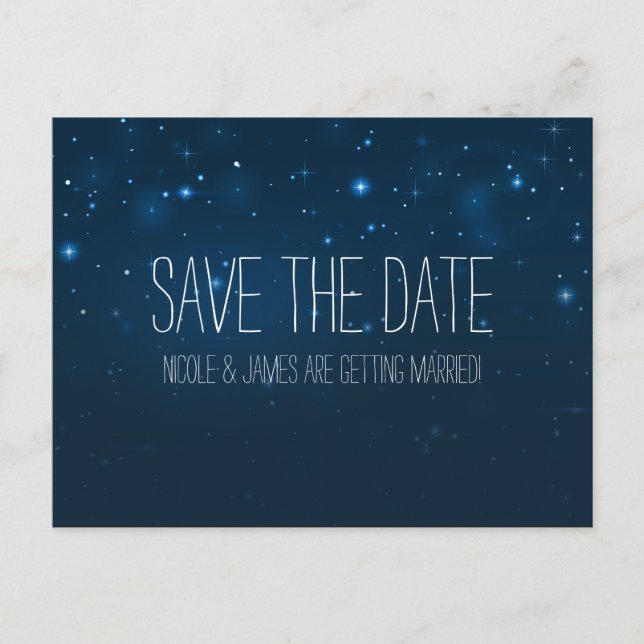 Starry Night Sky Celestial Save The Date Postcard (Front)