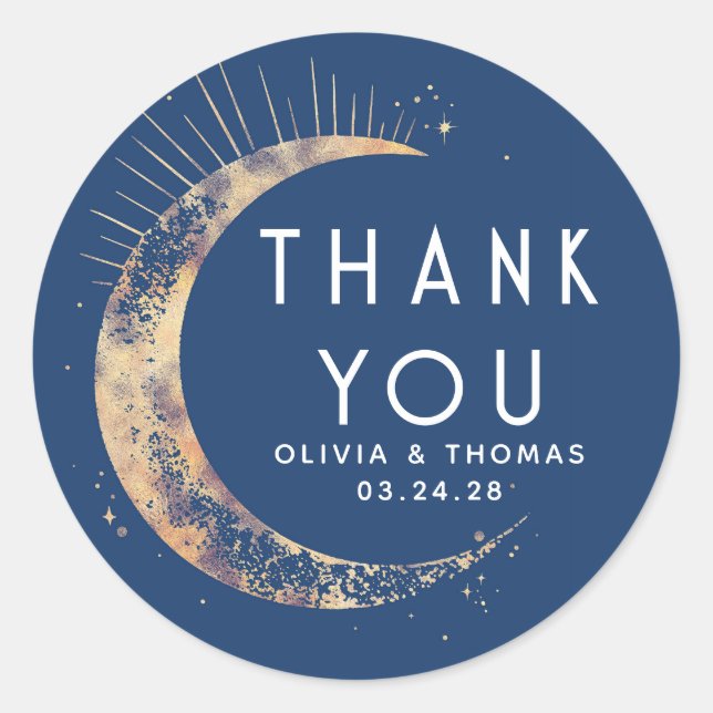 Starry Night Sky Celestial Thank You Classic Round Sticker (Front)