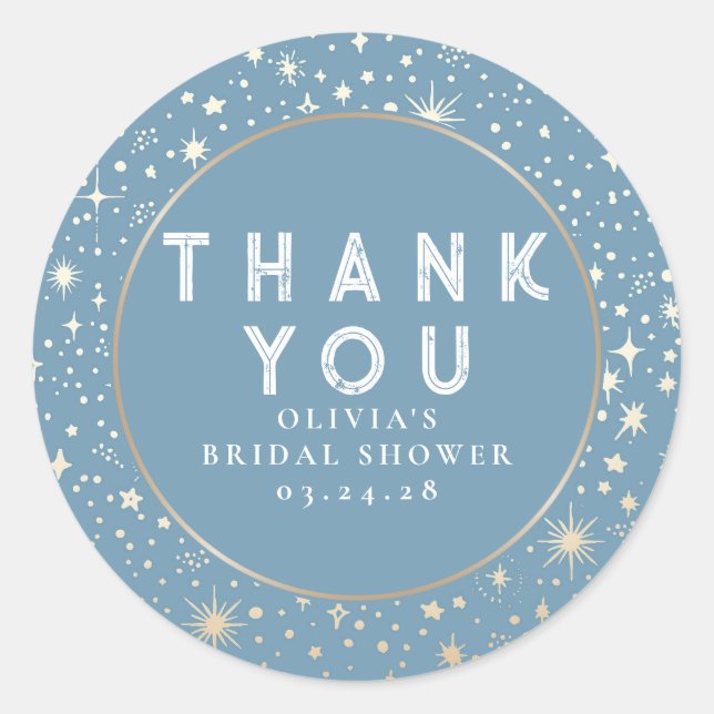 Starry Night Sky Celestial Thank You Classic Round Sticker (Front)