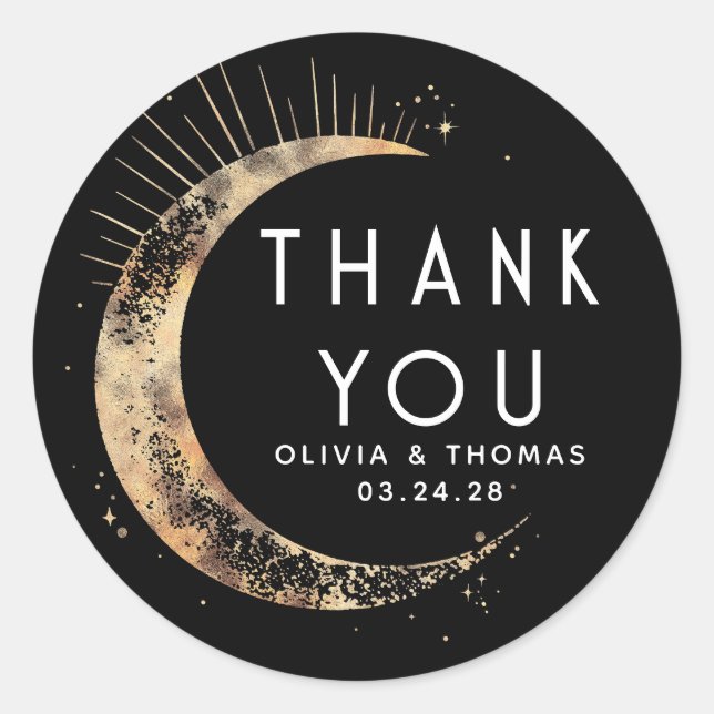 Starry Night Sky Celestial Thank You Classic Round Sticker (Front)