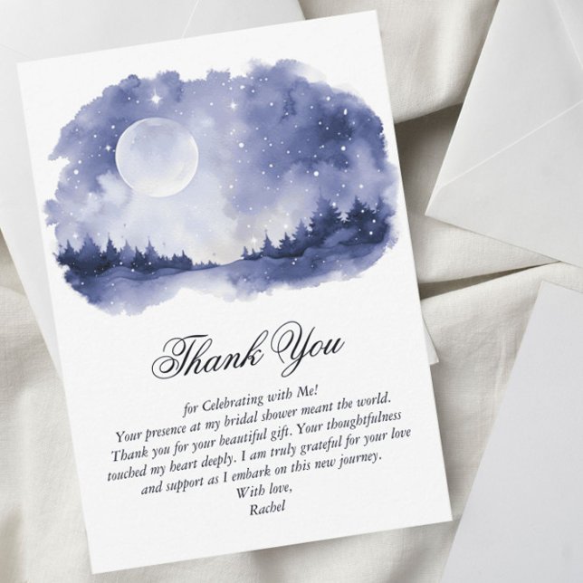 Starry Night Sky Celestial Theme Bridal Shower Thank You Card (Creator Uploaded)
