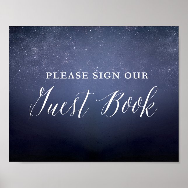 Starry Night Sky Celestial Wedding Guest Book Sign (Front)