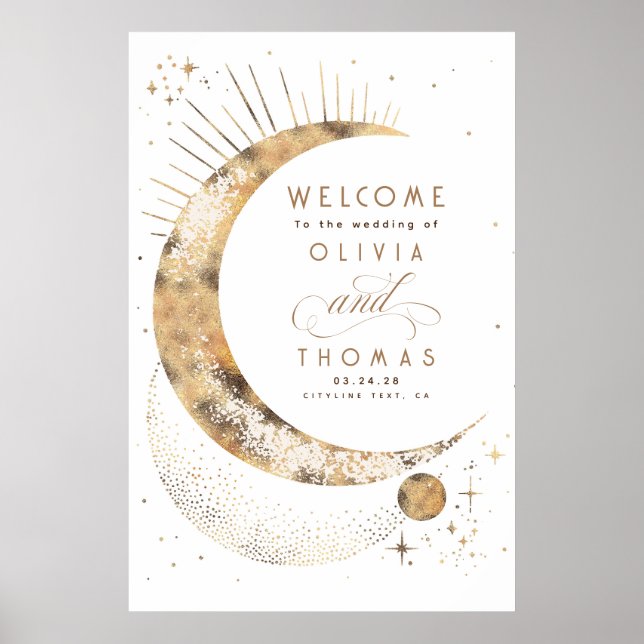 Starry Night Sky Celestial Wedding Welcome Sign (Front)