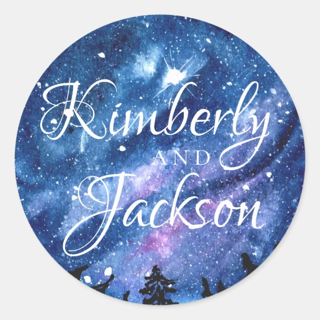 Starry Night Sky Classic Round Sticker (Front)