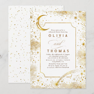 Starry Night Sky Crescent Moon Rehearsal Dinner Invitation