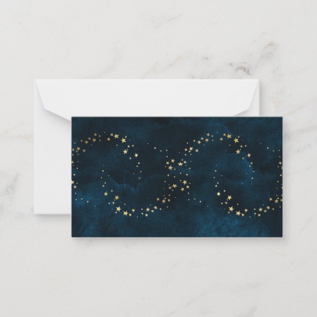 Starry Night Sky Dark Blue Golden Stars Spiral Card (Front)
