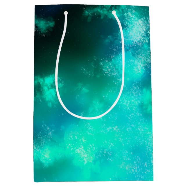 Starry Night Sky  Emerald Green Birthday Gift Bag  (Front)