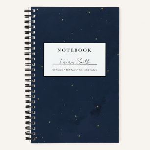 Starry Night Sky Faux Gold Personalised Notebook