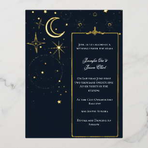 Starry Night Sky Frame Foil Wedding Invitation 