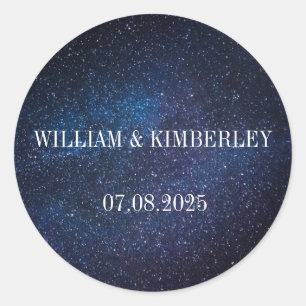 Starry Night Sky Galaxy Elegant Wedding Classic Classic Round Sticker