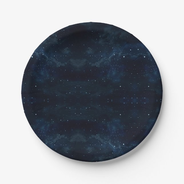 Starry Night Sky , Galaxy Space Celestial Paper Plate (Front)