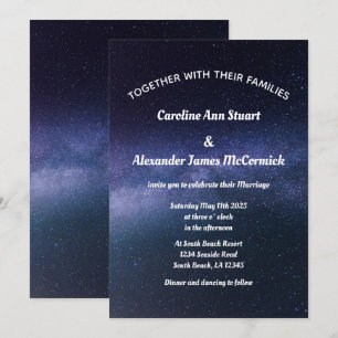 Starry Night Sky Galaxy Stars Modern Wedding Invitation
