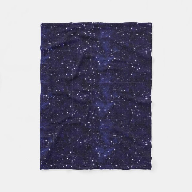 Starry Night Sky Grid Fleece Blanket (Front)