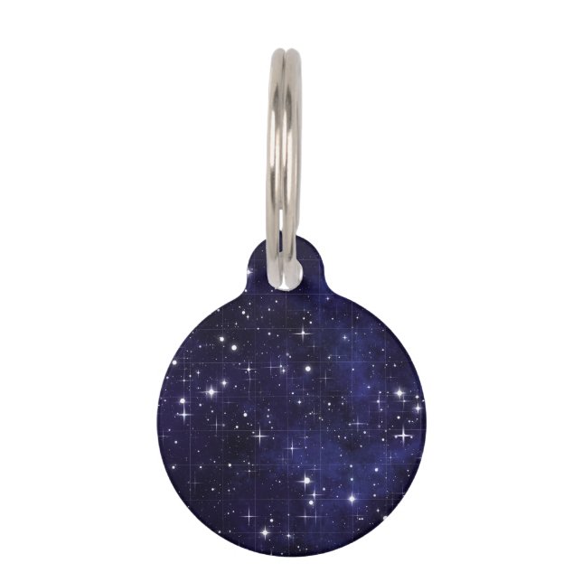 Starry Night Sky Grid Pet Tag (Front)