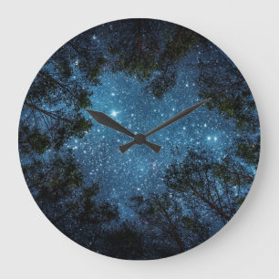 Starry night sky, Milky Way. Large Clock