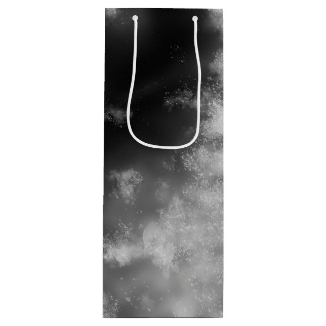 Starry Night Sky Monochrome Grey Birthday Gift Bag (Front)